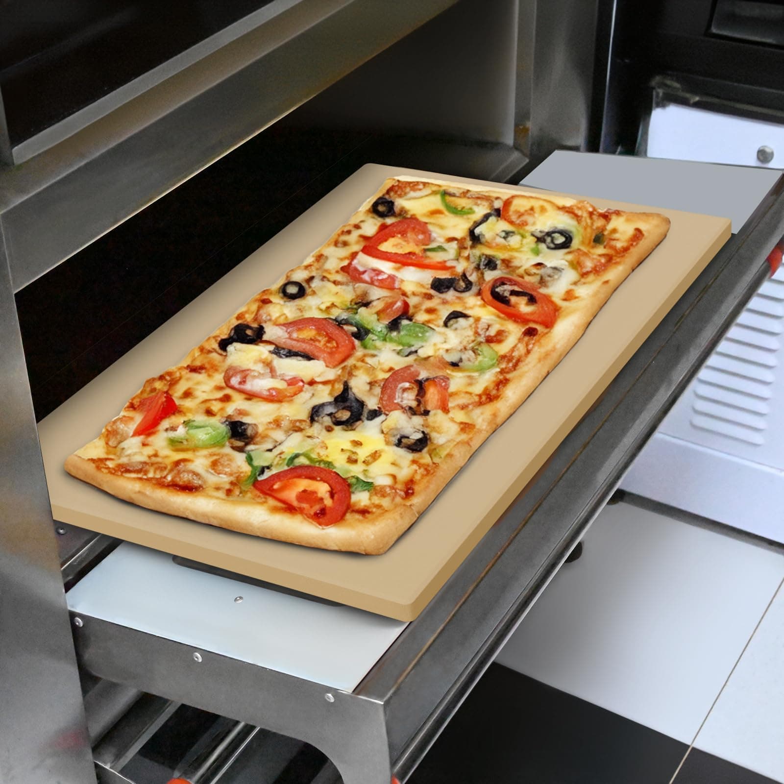 Extra Large Pizza Stone 22 Inch, Rectangular Pizza Grilling/Baking Stone 22" x 14", Industrial Commercial Oven Stone, Ideal for Grilling Baking Several Pizzas Bread