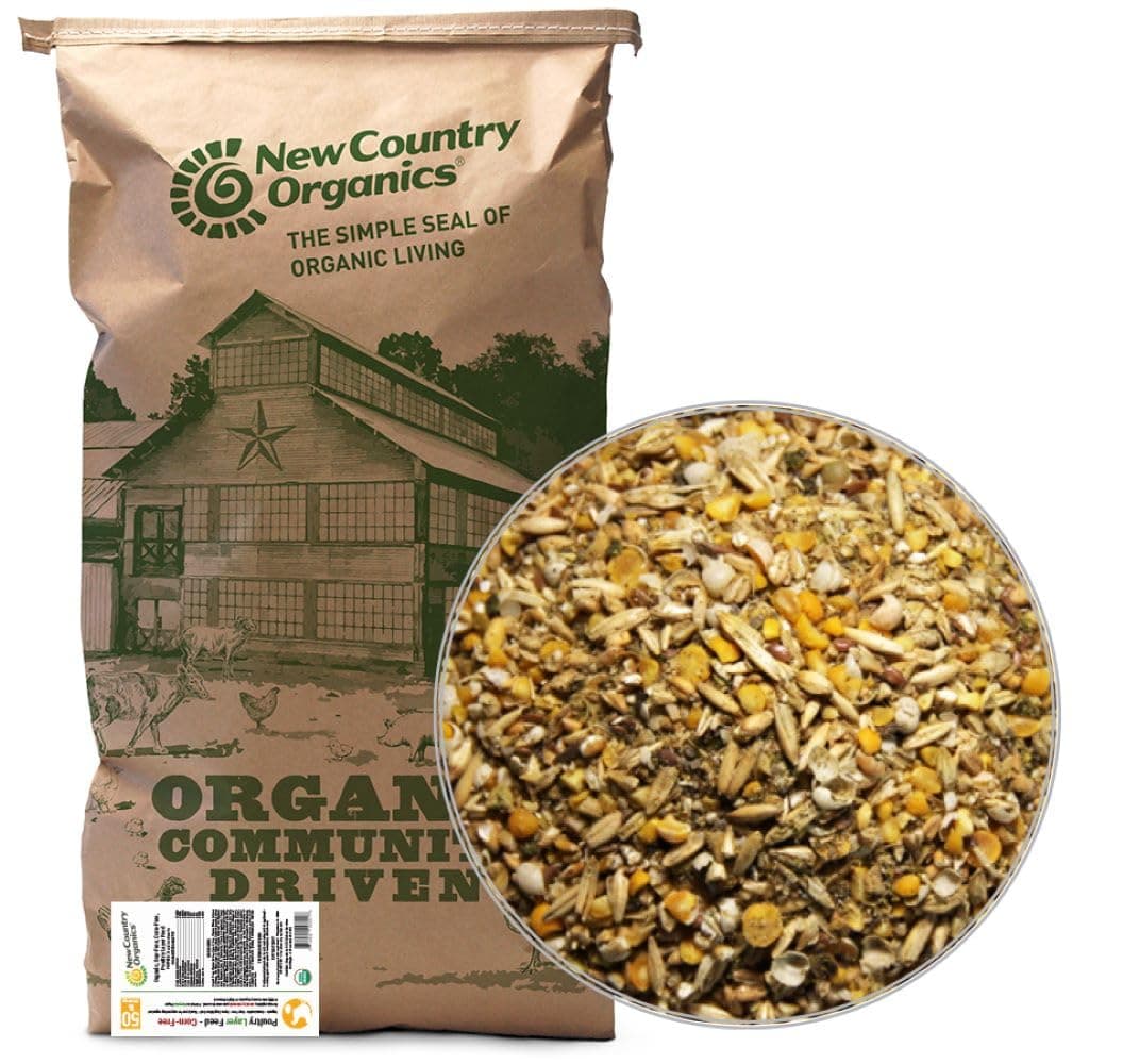 New Country Organics | Corn-Free Classic Layer Chicken Feed for Laying Hens | Corn-Free and Soy-Free | 17% Protein | Certified Organic and Non-GMO Chicken Food | 50lbs Bag