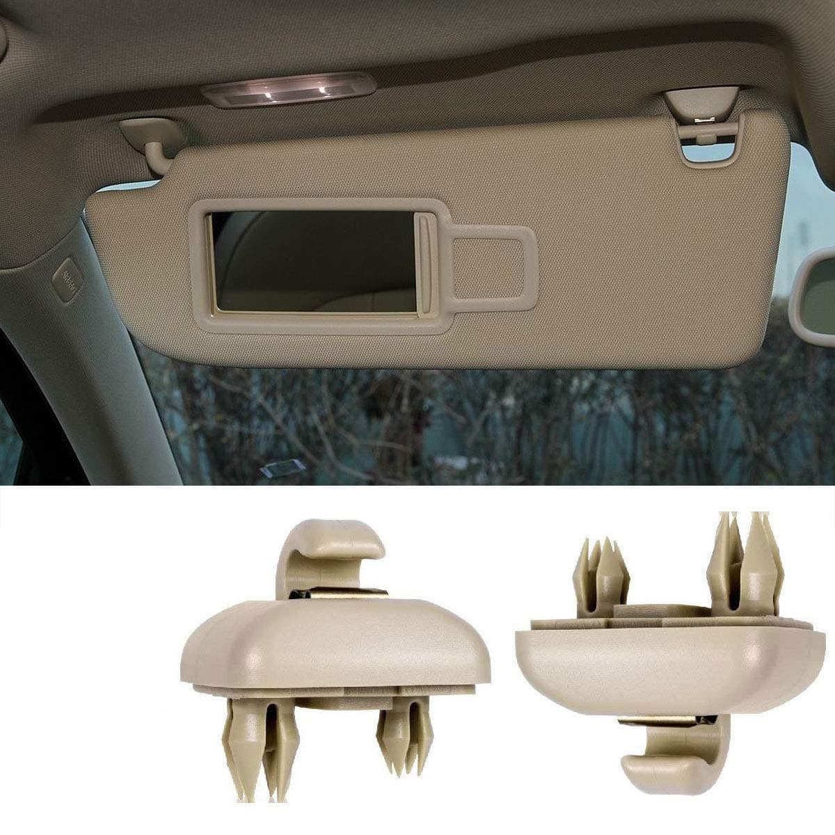 2 Pack Portable Interior Sun Visor Hook Clip Bracket for Audi A1 A3 A4 A5 Q3 Q5(8E0 857 562) - Beige
