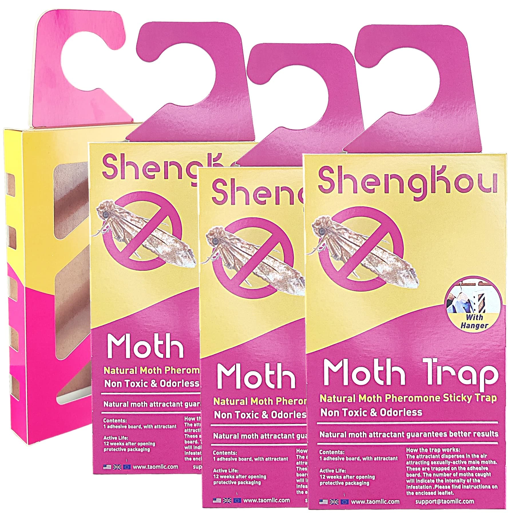 Effective and Refillable Dual Moth Pheromone Traps, Ultimate Solution to Clothes & Pantry Moth Control -4 Pack