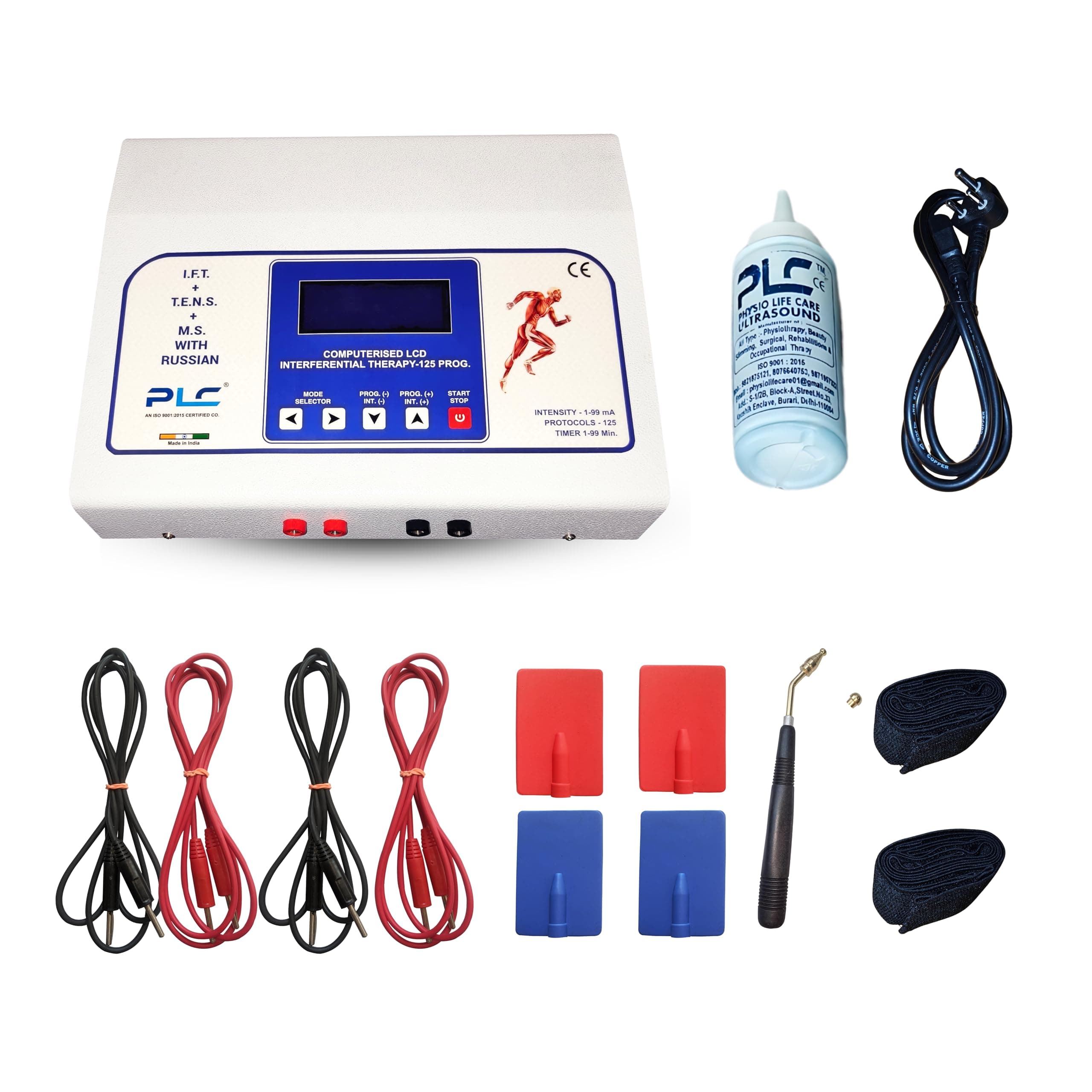IFT Tens MS 3 In 1 Physiotherapy Machine, 125 Program Combo Device With LCD Display, Metal Body Electrotherapy Machine For Home And Clinics, 1 Year Warranty