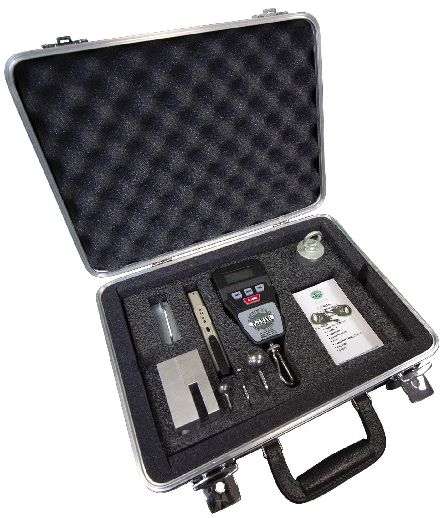 MPI Digital Magnetic Pull Test Kit – 44 Pound Capacity – Includes Scale, Reference Devices, Metal Spacers, Calibration Weight – NIST Certified Digital Pull Test Kit