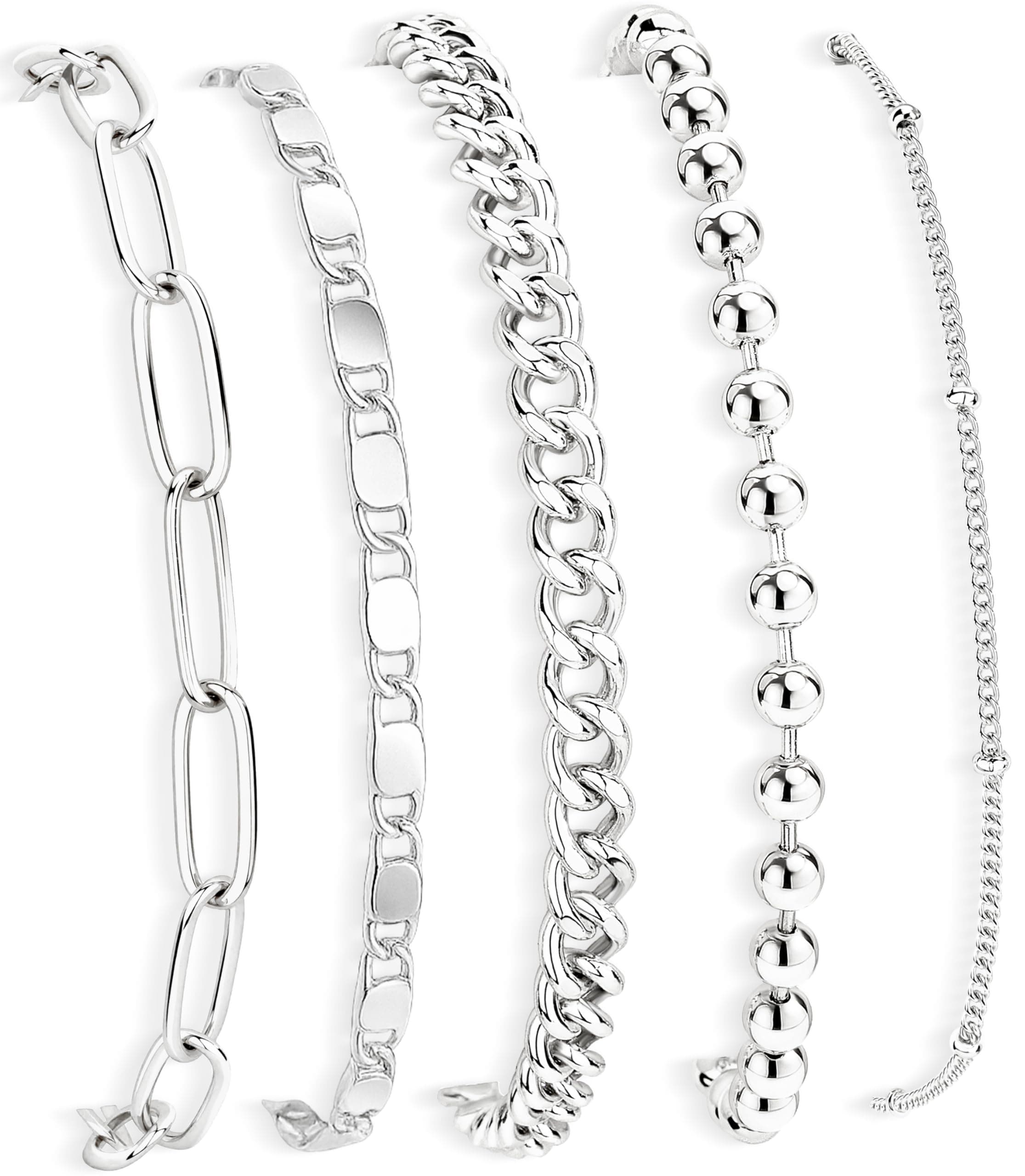 Gold Bracelets Set for Women Stack, Dainty Thick Bracelets Stack for Women Trendy, Simple Thin Gold Plated Cuff Stackable Bracelets With Beaded Cuban Paperclip Snake Rope Bangle Hand Chain Jewelry Gifts for Women Non Tainish