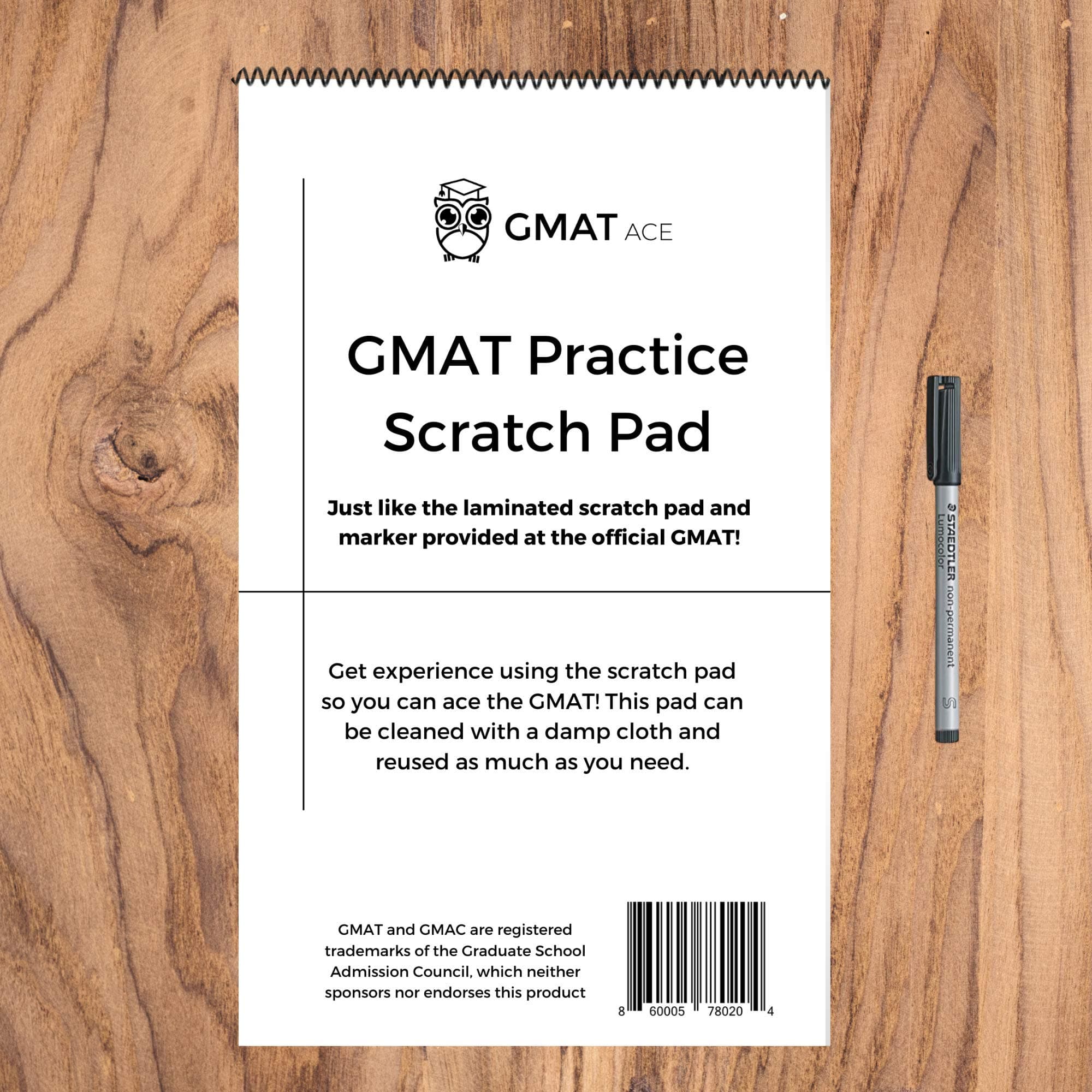 GMAT Practice Scratch Pad With Correct Pen Ring-bound