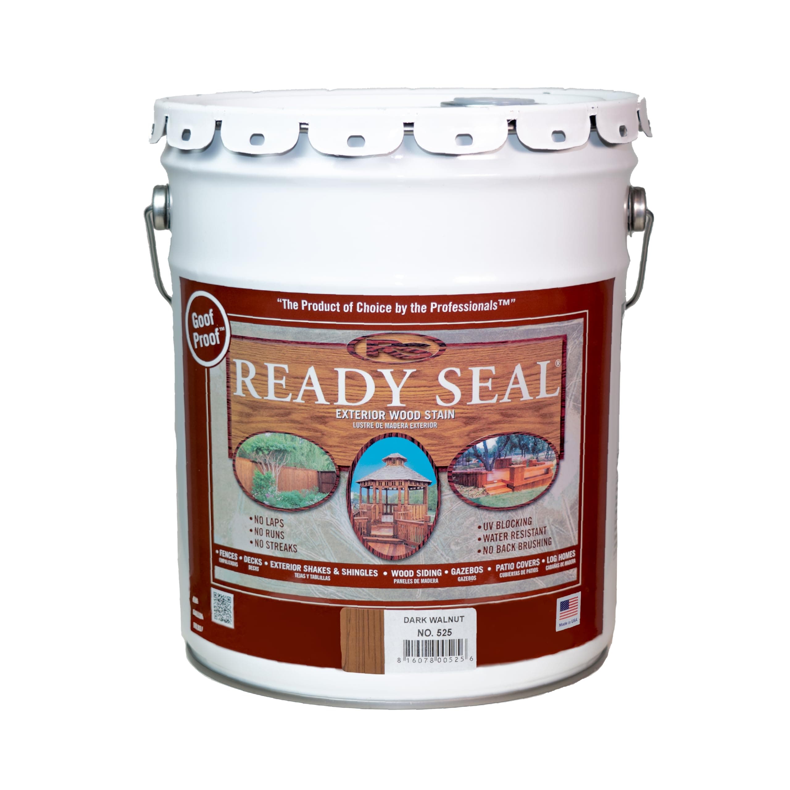 Ready Seal Exterior Wood Stain | Semi-Transparent Oil-Based Formula | Professional Grade Stain and Sealer in One | Ideal for Decks, Fences, Pergolas, Wood Siding & More | 5 Gallon | Dark Walnut