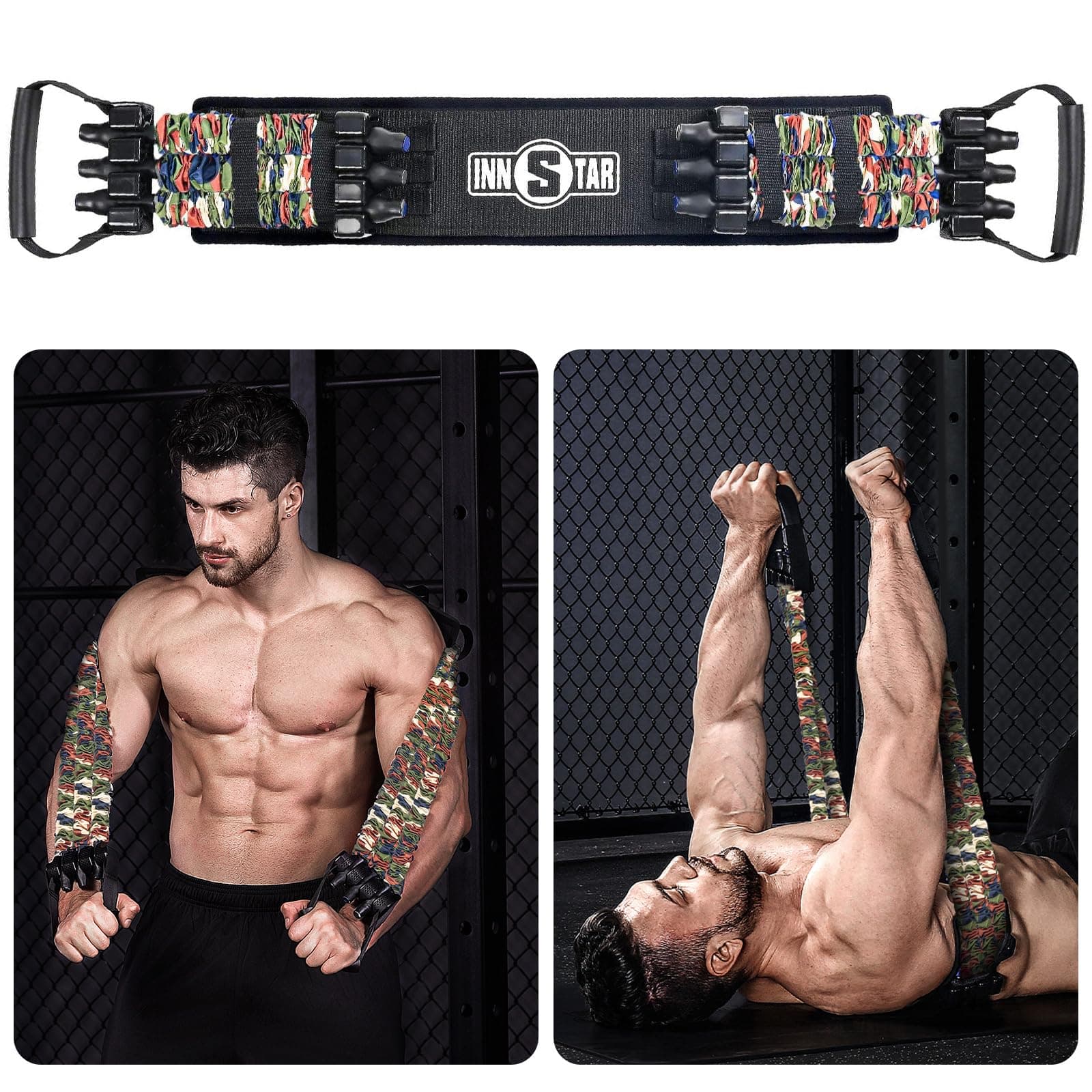 Innstar Multi-Function Resistance Bands for Working Out, Push Up Exercise Bands Resistance Bands Set for Bench Press Gym Equipment, Home Workout, Travel Portable