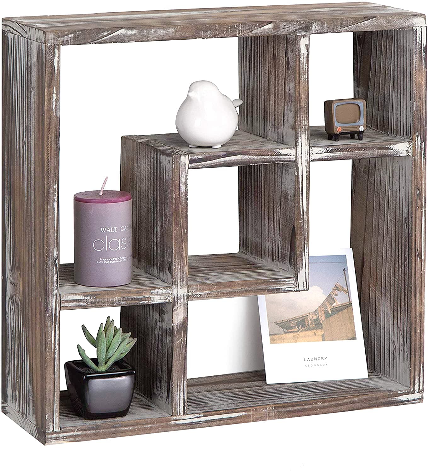Rustic Cube Storage Wood Shadow Box Display case 5 Compartments- MK510A
