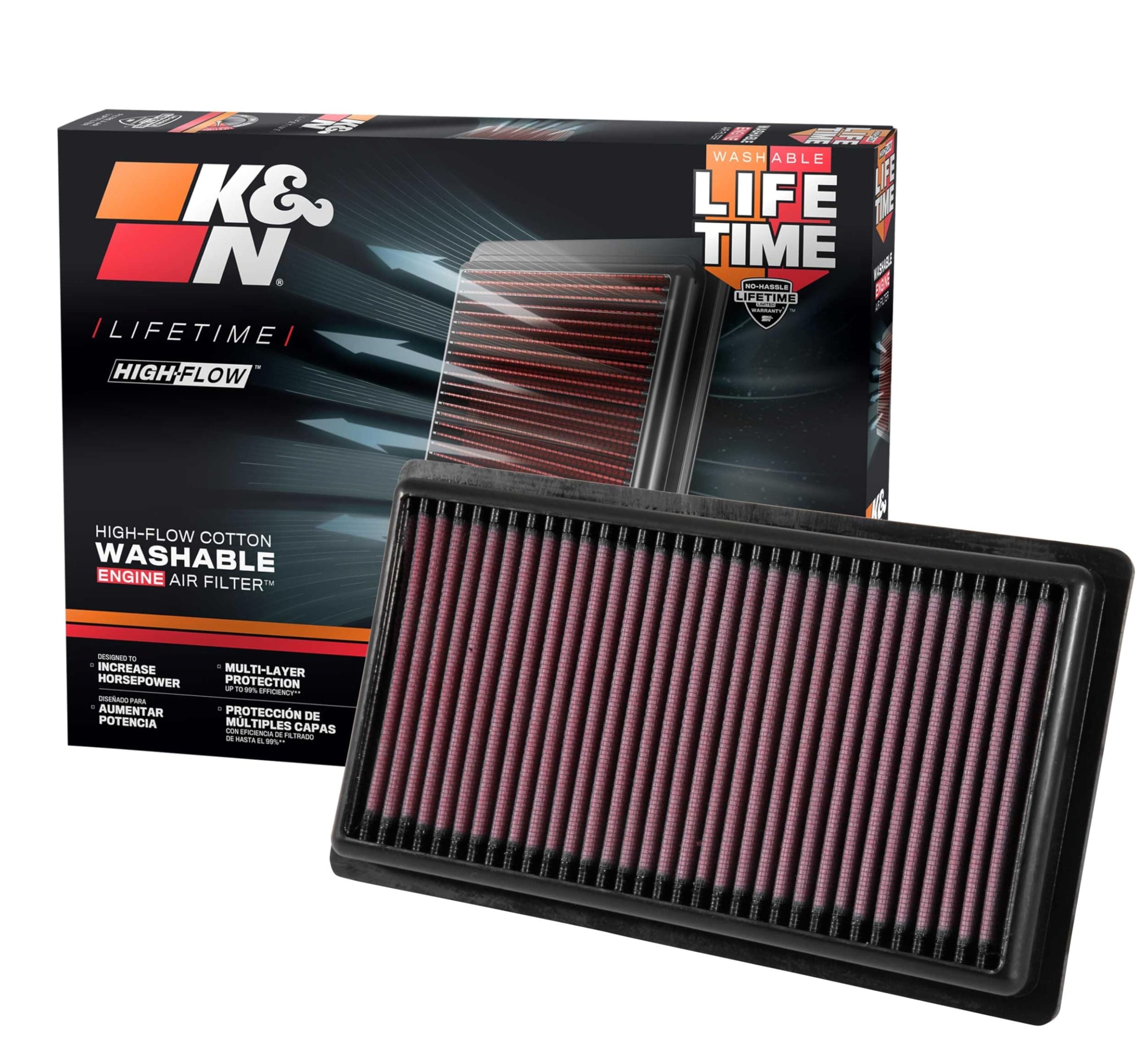 K&N Engine Air Filter: High Performance, Washable, Replacement Filter: Compatible with 2016-2020 Toyota/Jeep/Fiat (Corolla, Camry Hybrid, Avalon,C-HR, Corolla Hatchback, RAV4 Hybrid, Renegade) 33-3080
