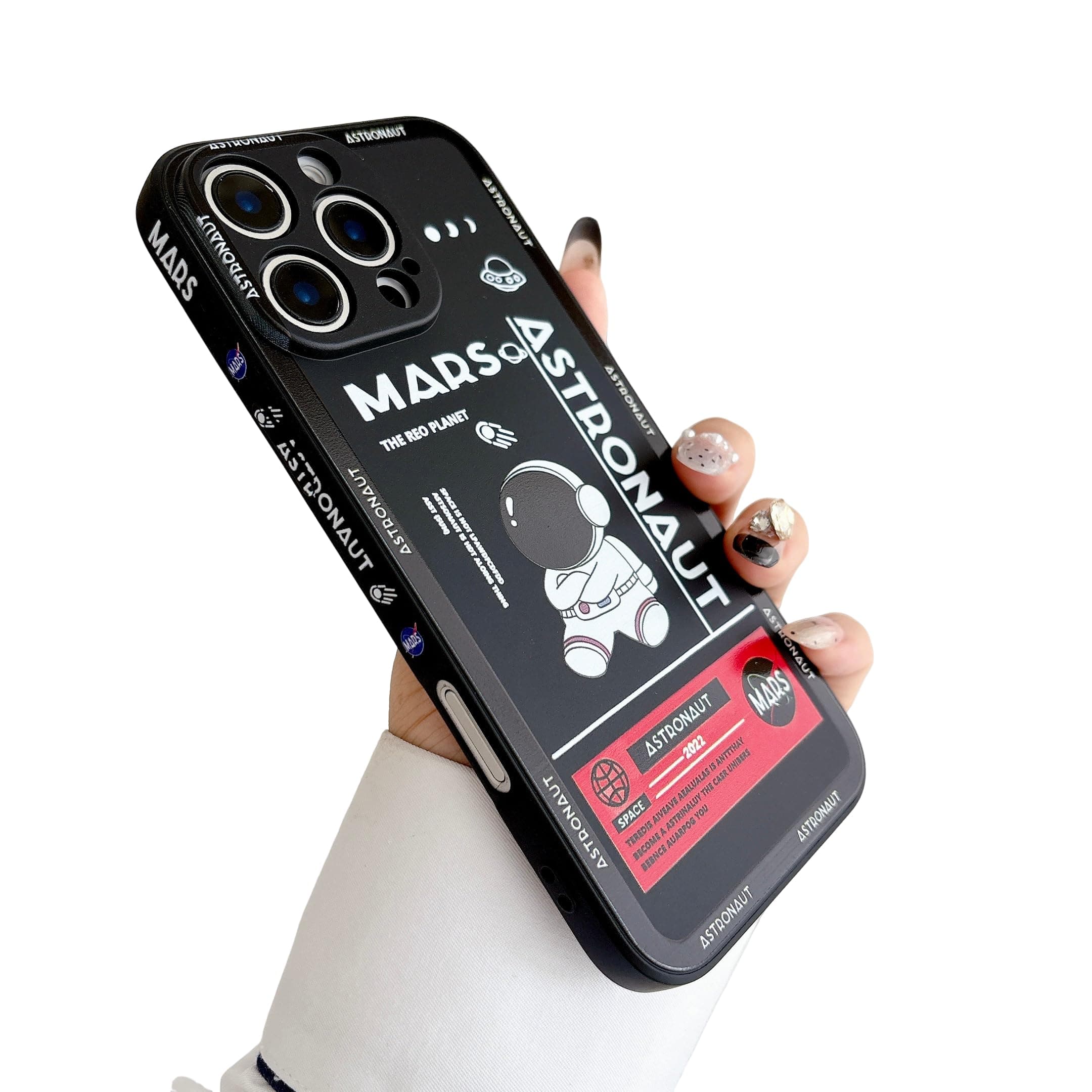 Yonds Queen for iPhone SE Case 2022 (3rd Generation), Compatible with iPhone 7 / 8 /SE2 (2020) Cool Astronaut Space Mars Rocket Design TPU Protective Shockproof Case(iPhone 7/8 /SE3, Black)