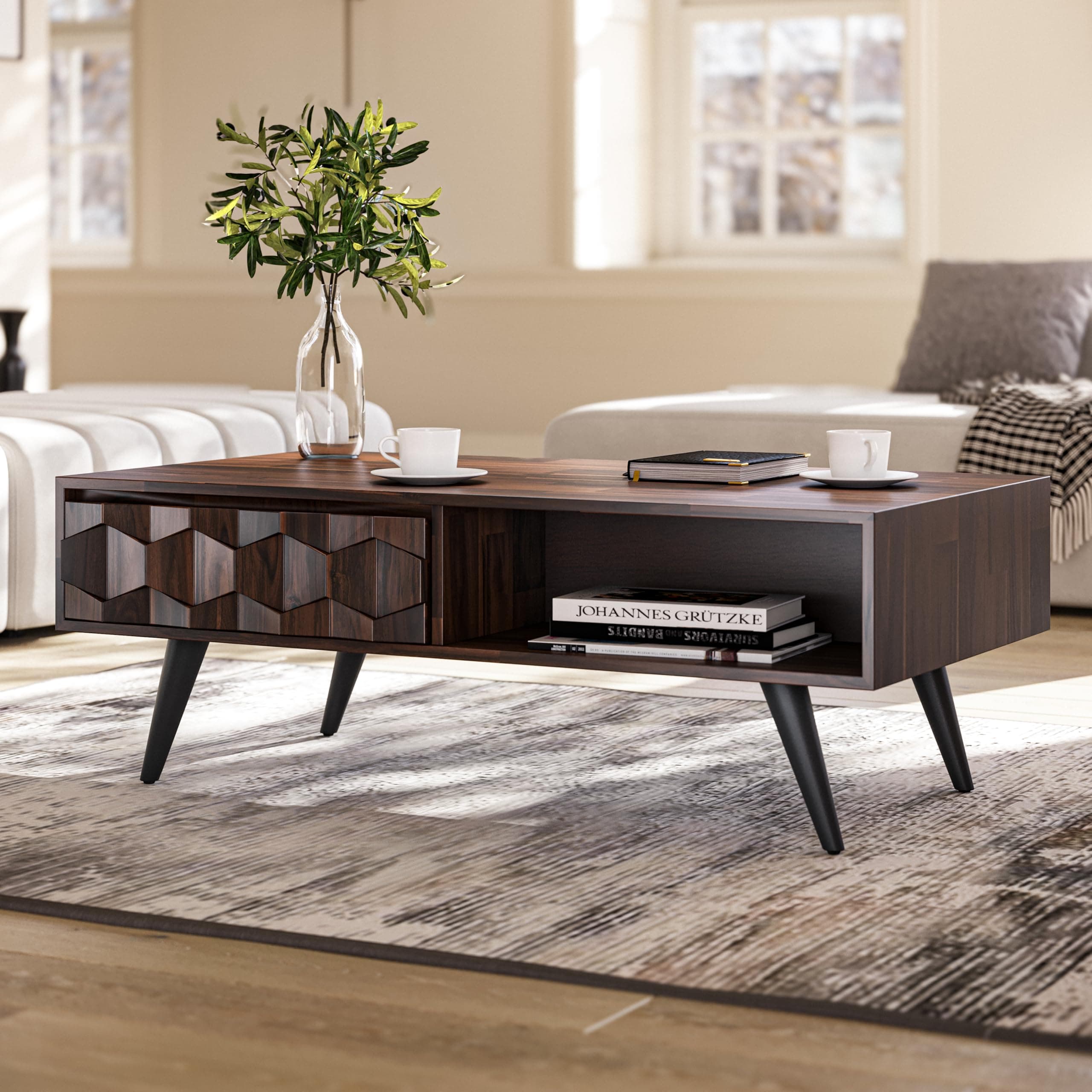 Georgina Coffee Table With 2 Drawers - Walnut