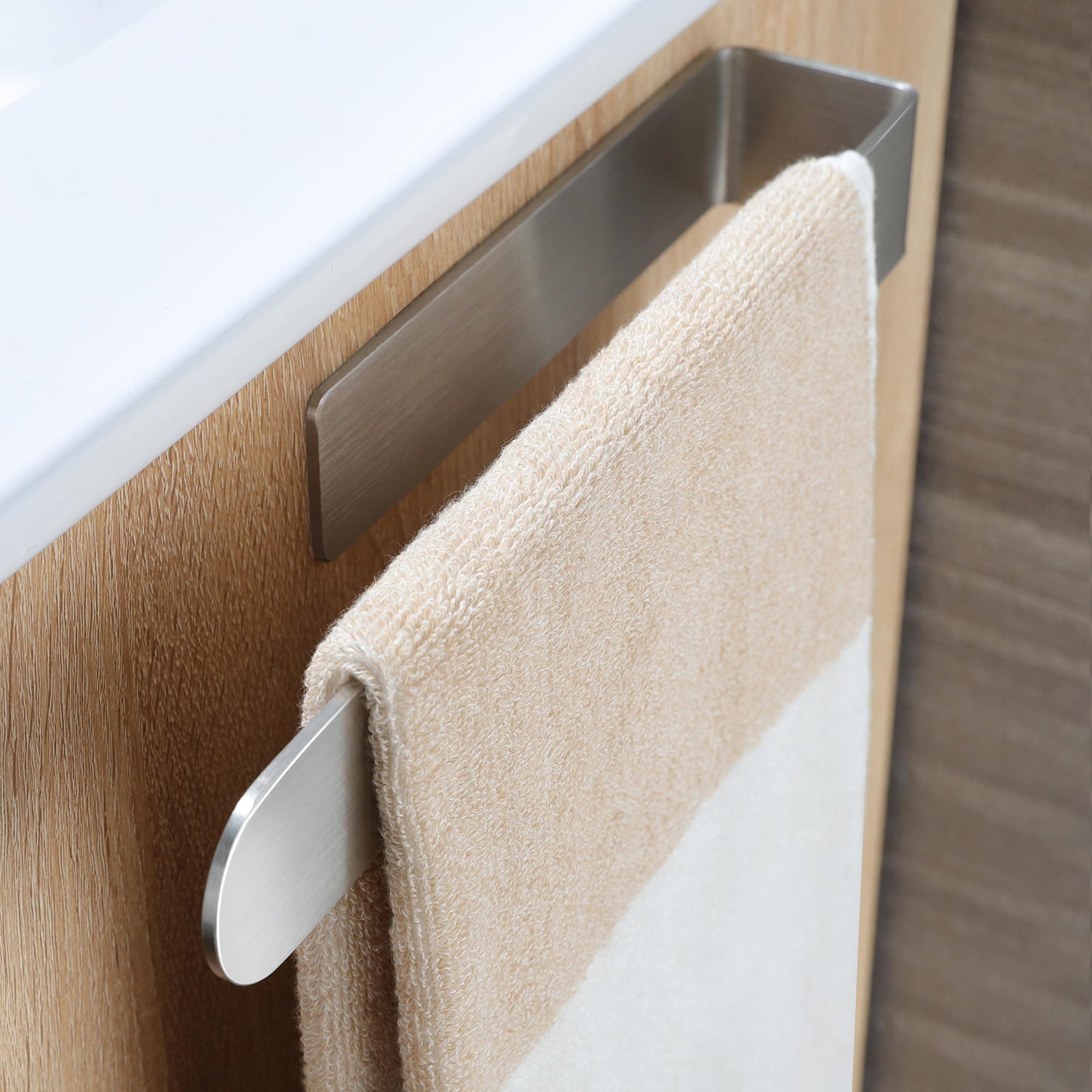 Taozun Towel Holder 11.8 Inch Brushed Hand Towel Rack Bathroom Towel Bar Adhesive Towel Ring Stainless Steel Hand Towel Hanger, Stick on Wall