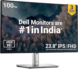 Dell 24 inch P2425H Monitor IPS FHD|100Hz| 99% sRGB | 250 cd/m2 (Typical) 5ms| 1500:1 Contrast Ratio| 5X USB 3.2 Gen1 1x HDMI 1.4 1xDP 1xVGA| Height Tilt Swivel Pivot |USB-C Downstream | Flicker Free