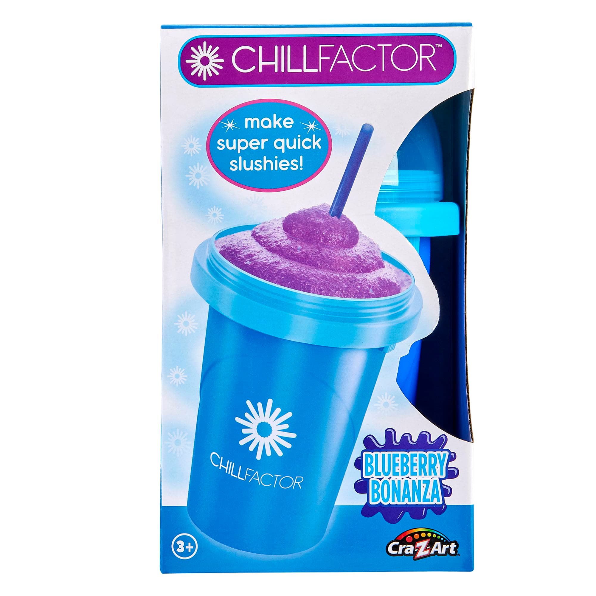 ChillFactor Original Slushie Maker, DIY Magic Slushy Maker, Super Quick Smoothie Squeeze Cup for Milkshakes, Juices, Double Layer Cup with Lid & Spoon, Blue