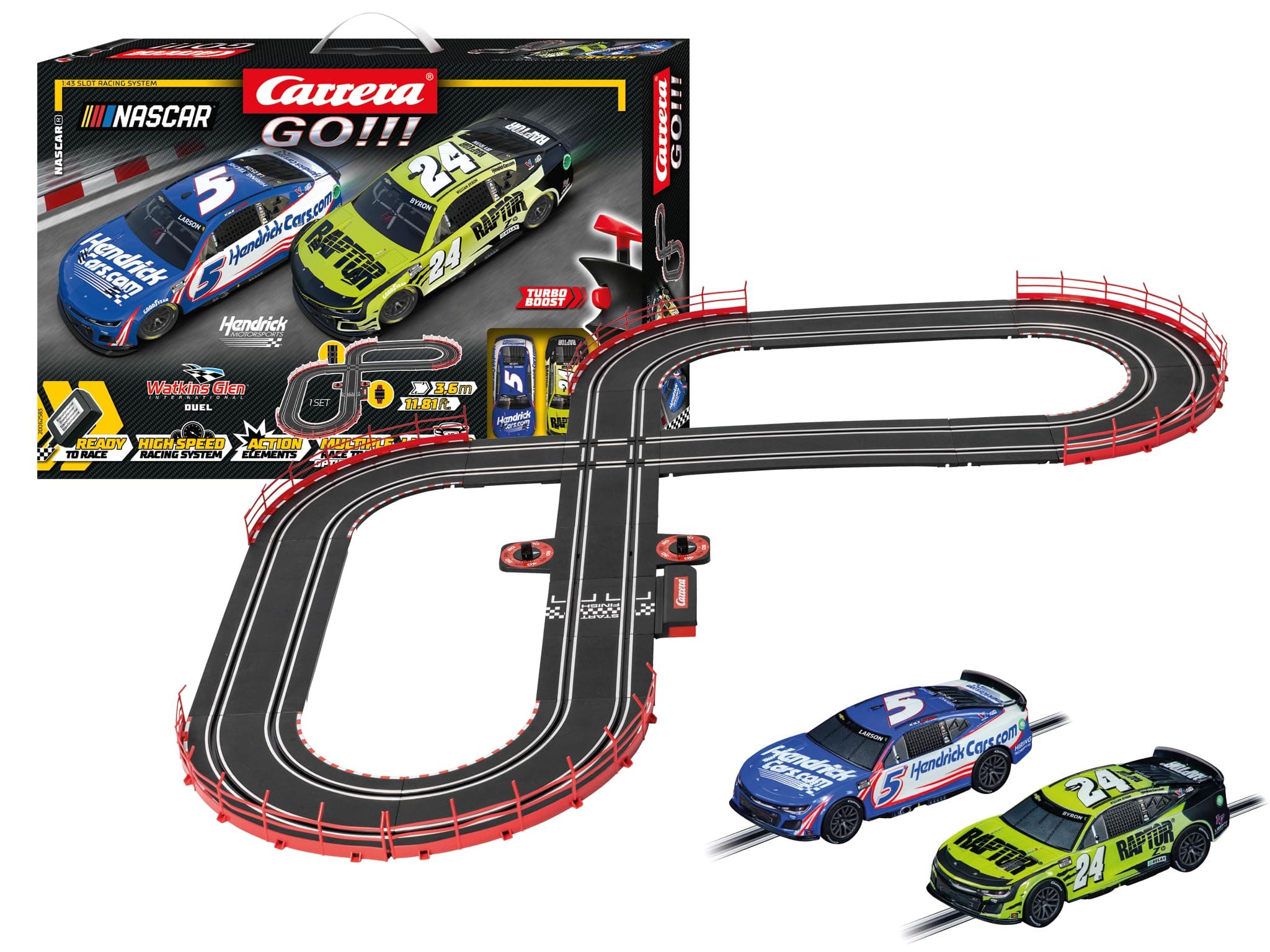 GO Electric Powered Slot Car Racing Kids Toy Race Track Set 1:43 Scale, NASCAR Watkins Glen Duel ASIN