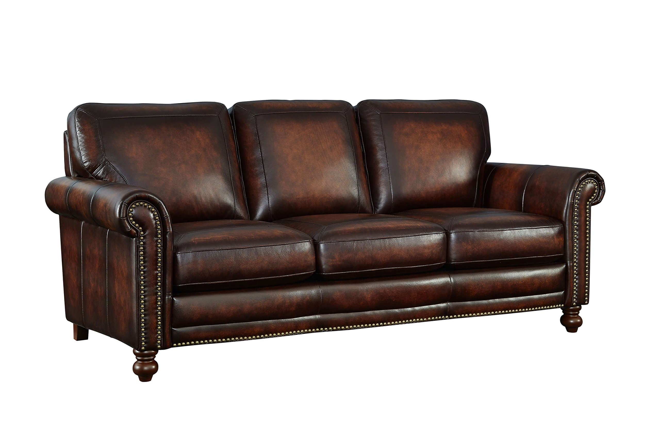 Oliver Pierce Grayson Leather Sofa, Brown