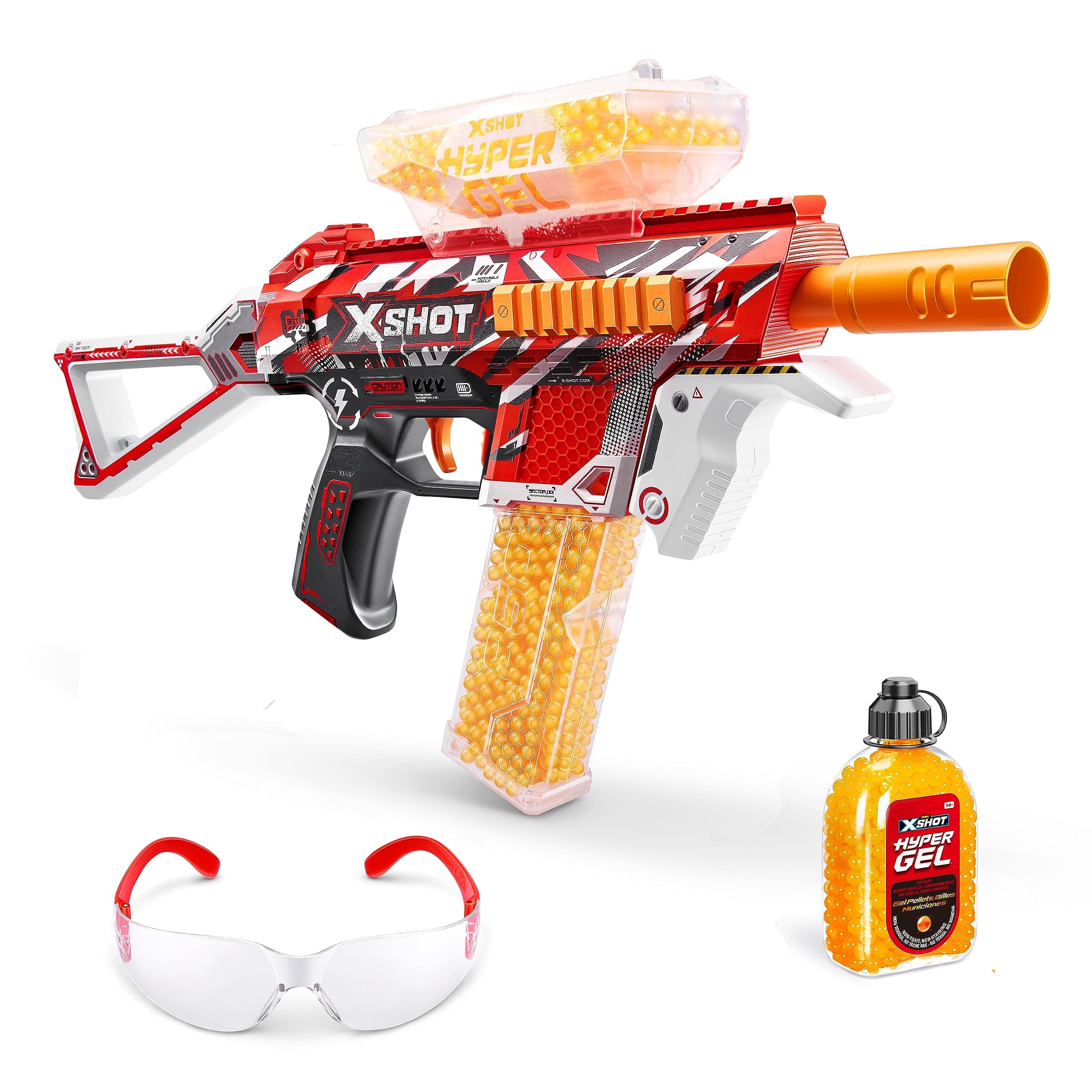 XSHOT Hyper Trace Fire Blaster by ZURU, Semi & Fully Automatic Foam Pellet Blaster with 10,000 Hyper Pellets, 600 Hopper & 850 Mag, High-Speed Outdoor Battle Toy for Ages 14+