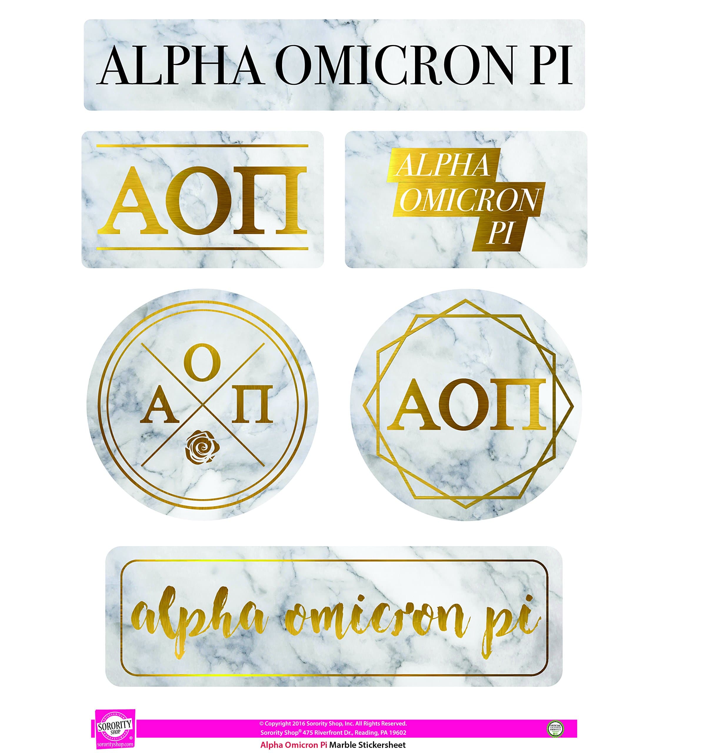 Alpha Omicron Pi - Sticker Sheet - Marble Theme